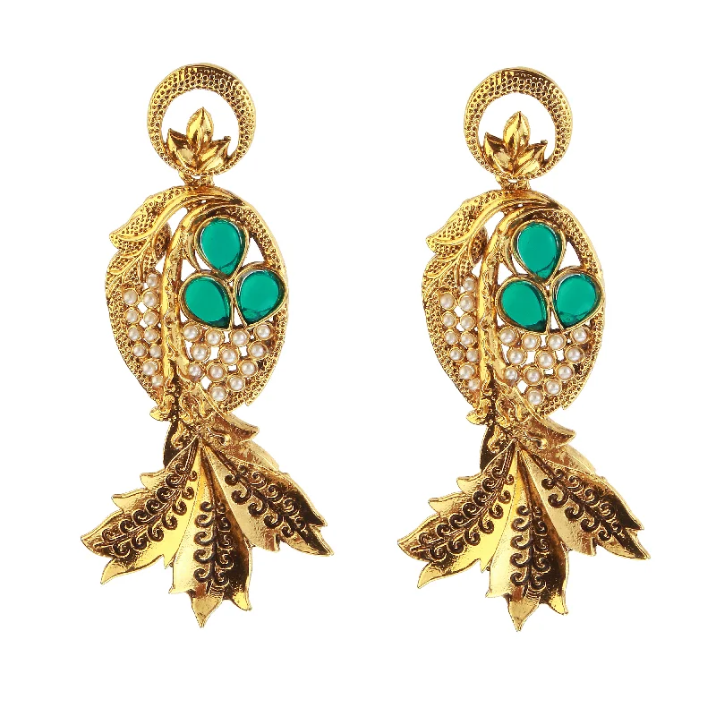 flower earrings for women-Amina Creation Gold Plated Dangler Earrings