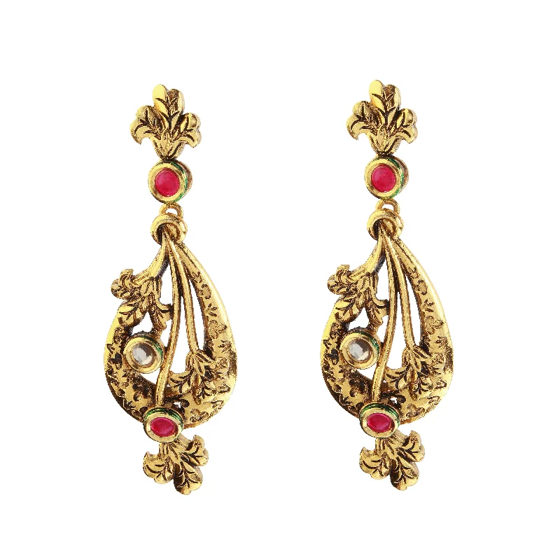 gemstone drop earrings for women-Amina Creation Gold Plated Dangler Earrings