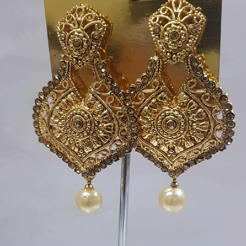 gold earrings for women-Shreeji Austrian Stone Gold Plated Dangler Earrings-ShreejiEar22