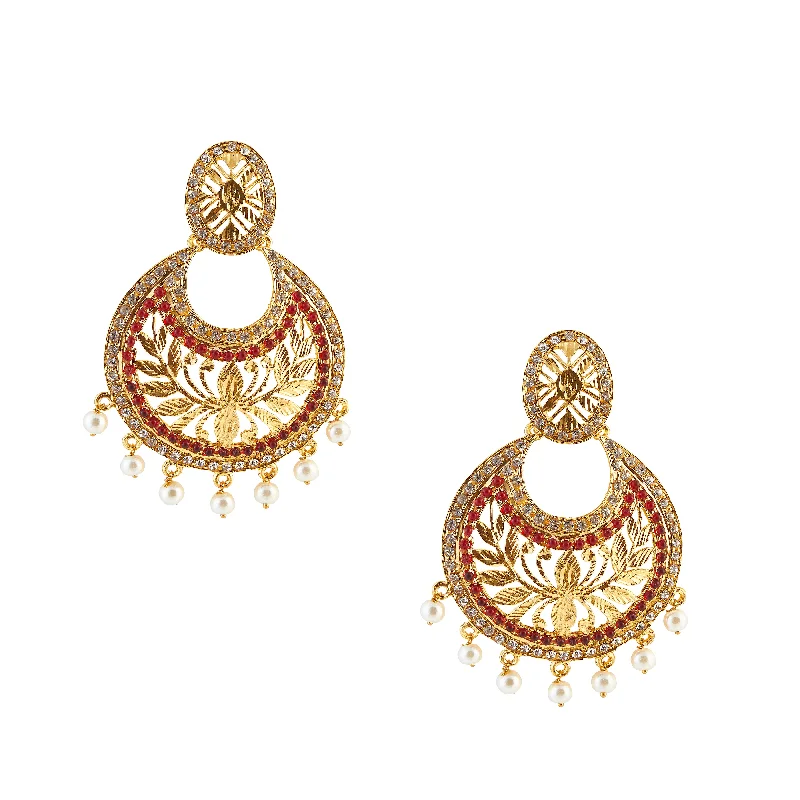 statement gemstone earrings for women-Amina Creation Gold Plated Dangler Earrings