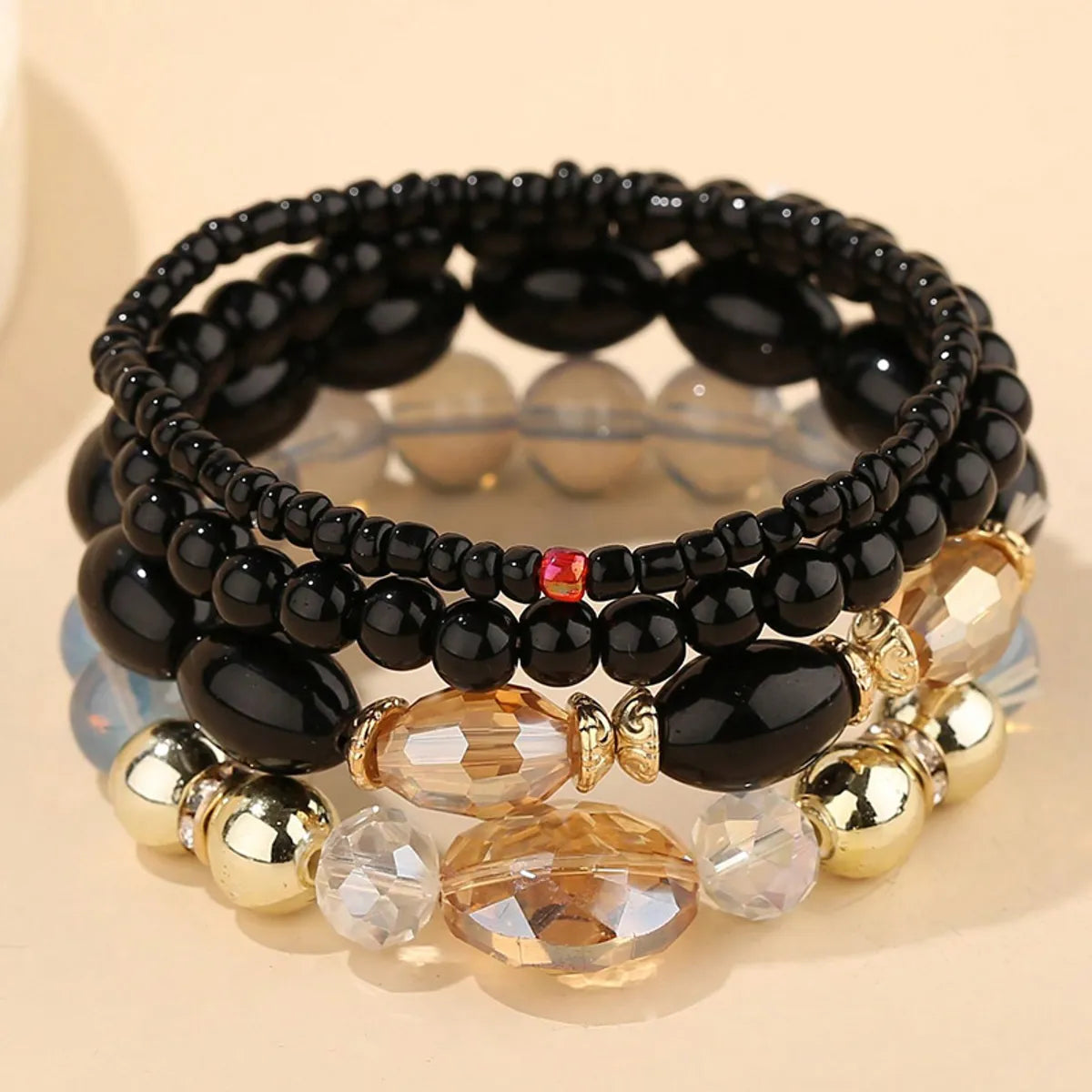 gold bracelets for women-Bohemian Round Resin Beaded Women's Bracelets