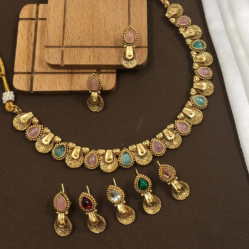 custom necklaces for women-Rani Sati Jewels Monalisa Stone Necklace Set