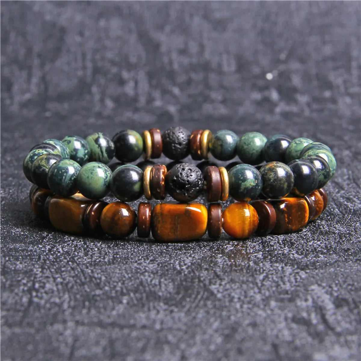 gold bangles with diamonds for women-Retro Geometric Natural Stone Tiger Eye Men'S Bracelets