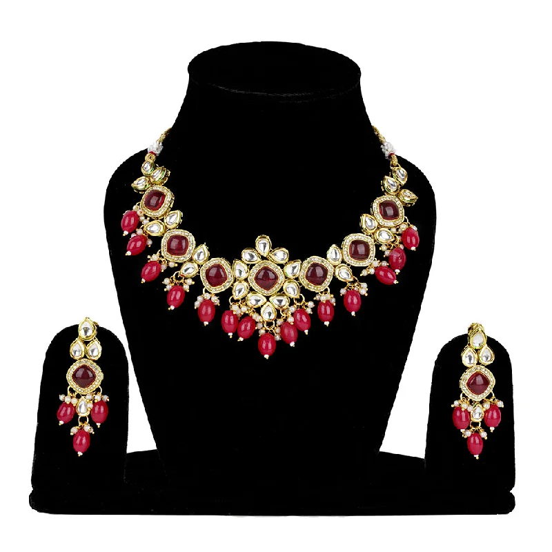 infinity symbol necklaces for women-Exotica Collection Ethnic Polki Kundan AD Necklace Set