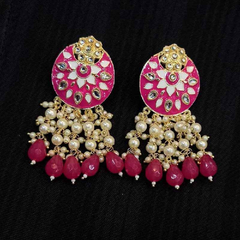 statement gemstone earrings for women-Manisha Jewellery Meenakari Pearl Dangler Earrings