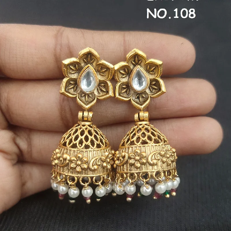 silver stud earrings for women-Kala Creation Gold Plated Jhumki Earrings