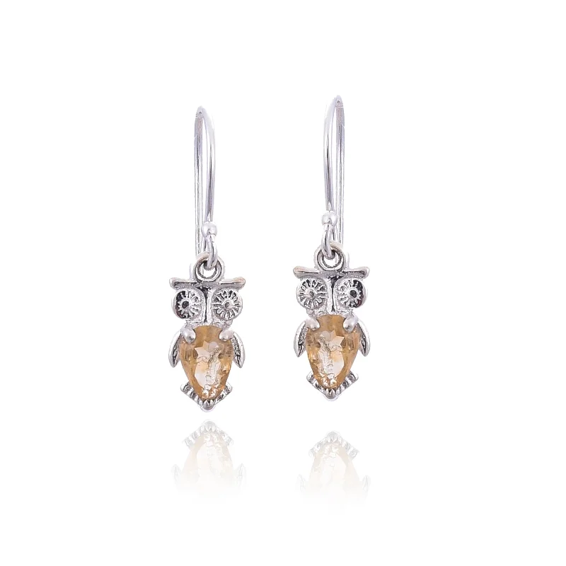 gold stud earrings for women-Silver Mountain 925 Silver Citrine Earring