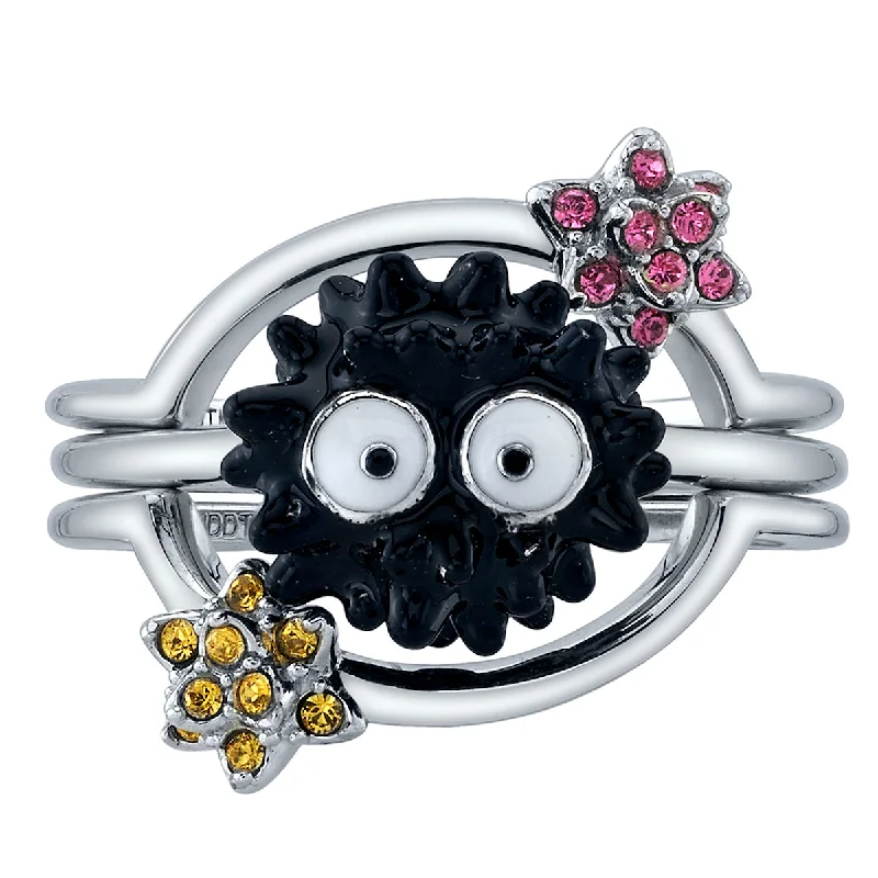 anniversary rings for women-Studio Ghibli X RockLove SPIRITED AWAY Soot Sprite Stacker Rings