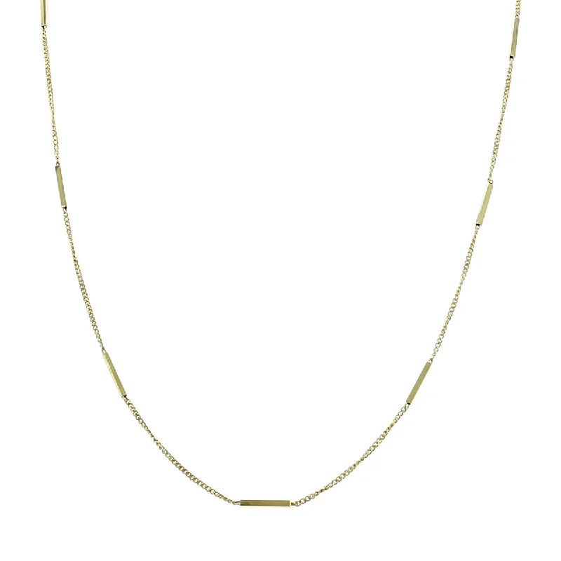 crystal necklaces for women-14K Yellow Gold 24-Inch Bar Station Necklace