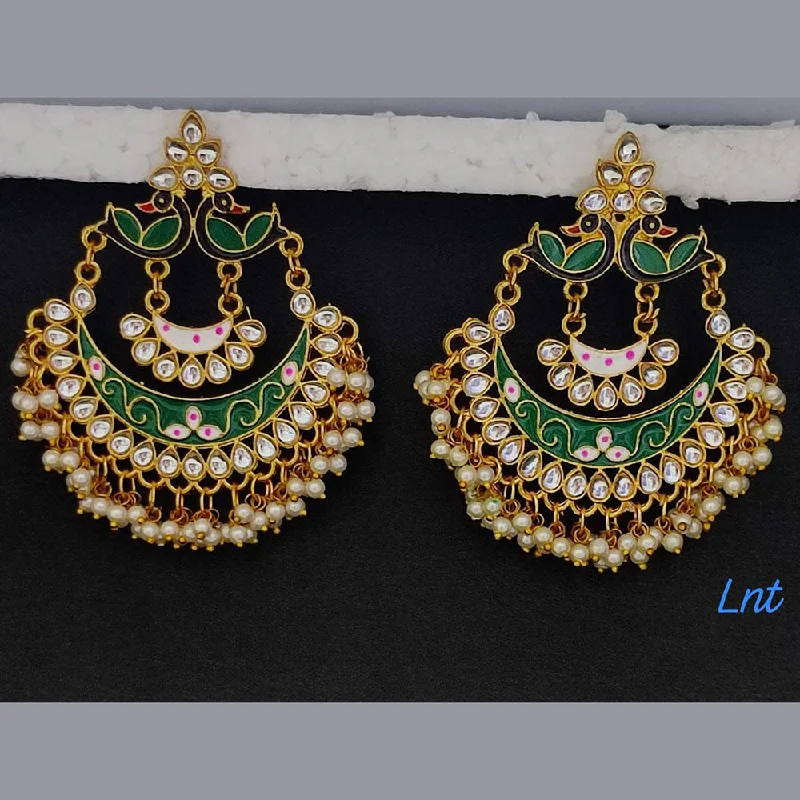 trendy earrings for women-Lucentarts Jewellery Gold Plated Dangler Earrings