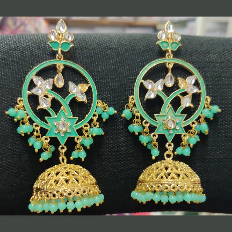 hoop earrings for women-Shreeji Gold Plated Meenakari Jhumki Earrings