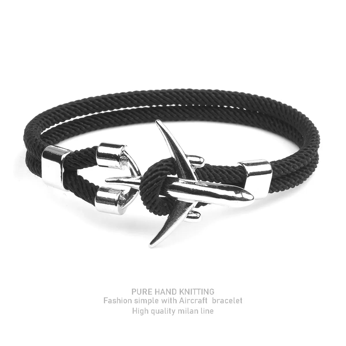 Silver Double Hole Black Rope