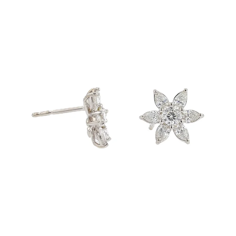 silver dangly earrings for women-18K White Gold Stelle Diamond Stud Earrings