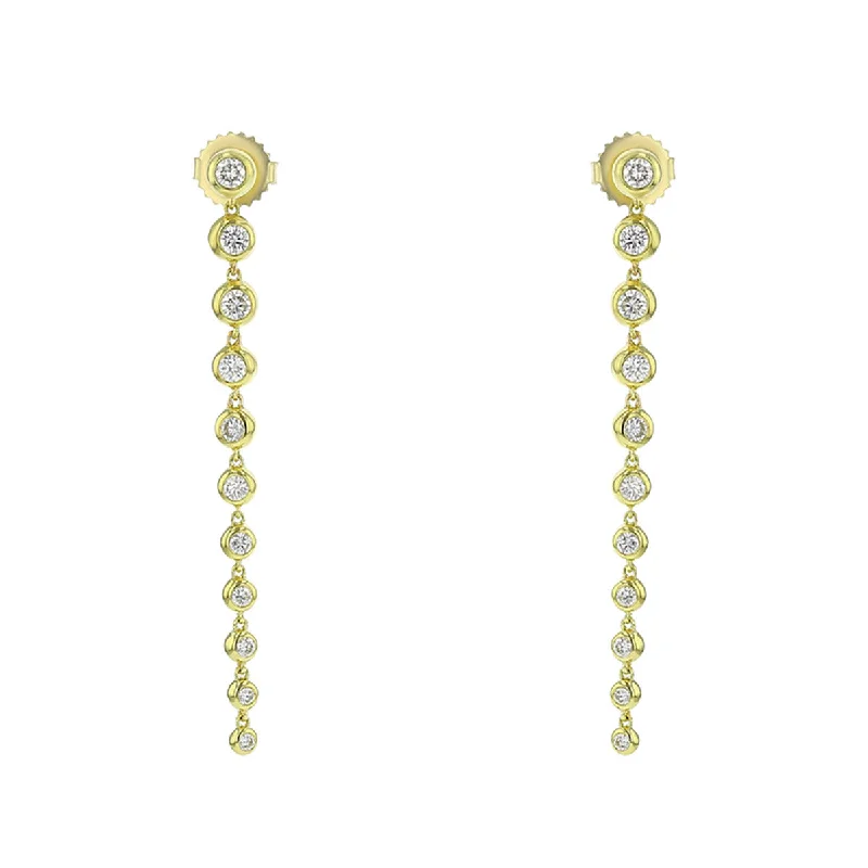 designer earrings for women-Diamond Bezel Drop Earrings