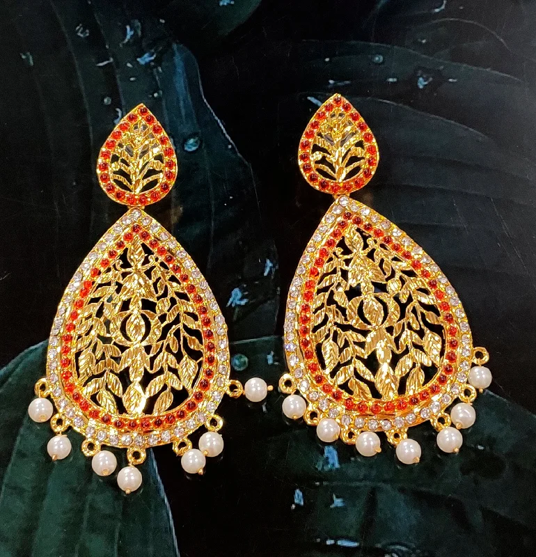 gold drop earrings for women-Amina Creation Gold Plated Dangler Earrings