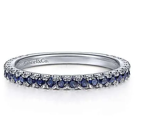 elegant rings for women-14K White Gold Sapphire Stackable Ring