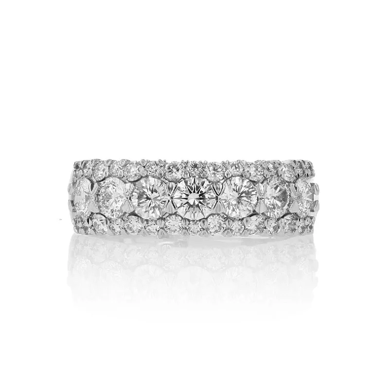 multi-stone engagement rings for women-Round Crisscut Diamond Wedding Band