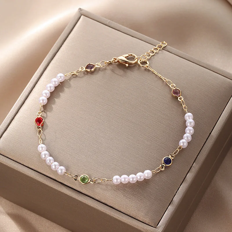 jsz131-5-hb-Eco-friendly Colorful Crystals Pearl Bracelet