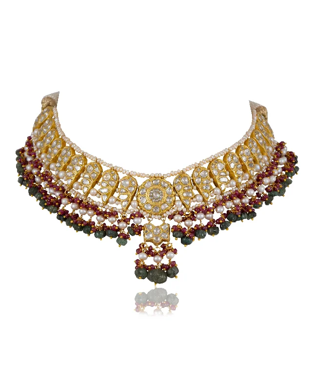 birthstone necklaces for women-Isha Polki Necklace