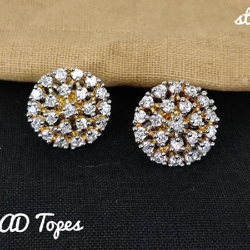 vintage drop earrings for women-Lucentarts Jewellery Gold Plated AD Stone Stud Earrings