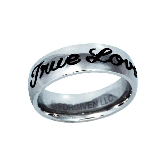 yellow gold rings for women-True Love Waits Cursive Ring