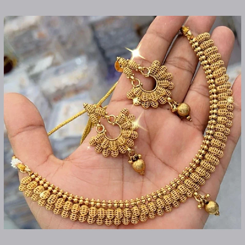 diamond-studded necklaces for women-Manisha Jewellery Gold Plated Necklace Set