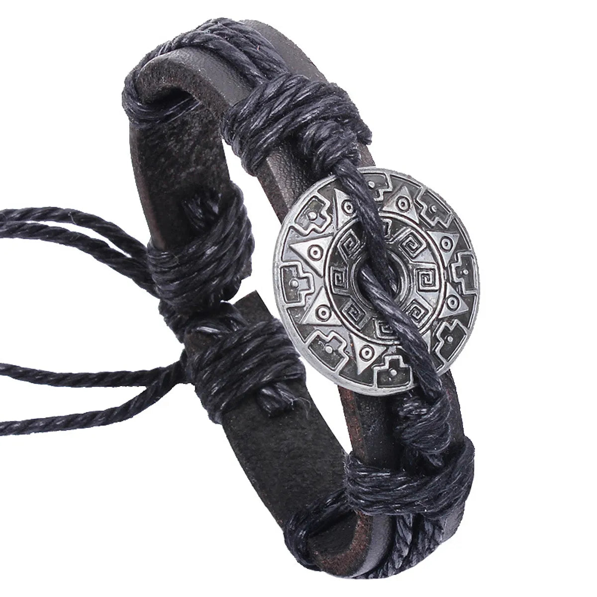 pearl bangle bracelets for women-Star Anise Chinese Element Retro Leather Bracelet Wholesale