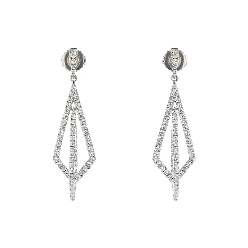 multi-layer earrings for women-Geometric Diamond Dangle Earrings