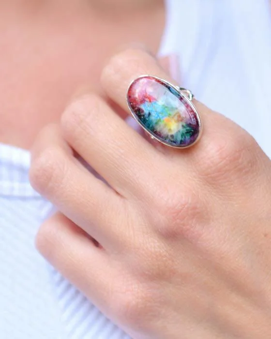 custom made rings for women-Solar Quartz Ring  ~ Sterling Silver 925 ~ SMR150