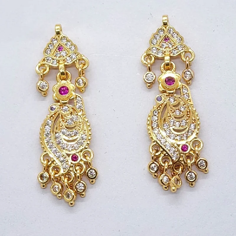 zodiac earrings for women-Raiyaraj Gold Plated American Diamond Micro Plating Pack of 3 Dangler Designer Earrings