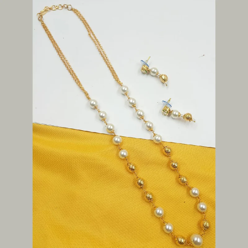 pearl strand necklaces for women-Padmawati Bangles Gold Plated Pearl Necklace Set