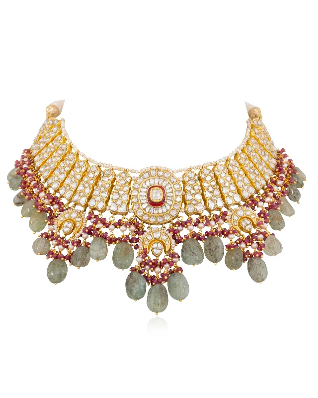 crystal drop necklaces for women-Nikhila Polki Necklace