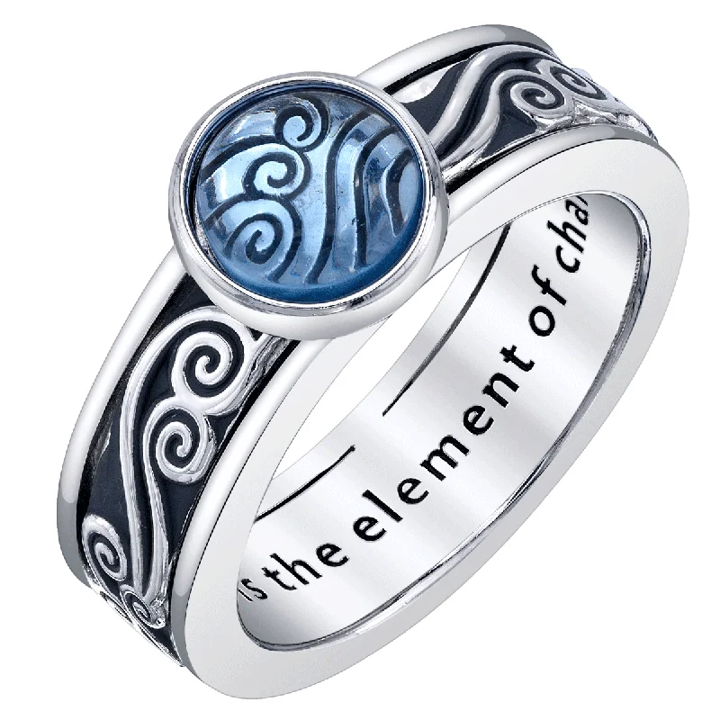 handmade gemstone rings for women-Avatar The Last Airbender X RockLove Waterbender Spinner Ring