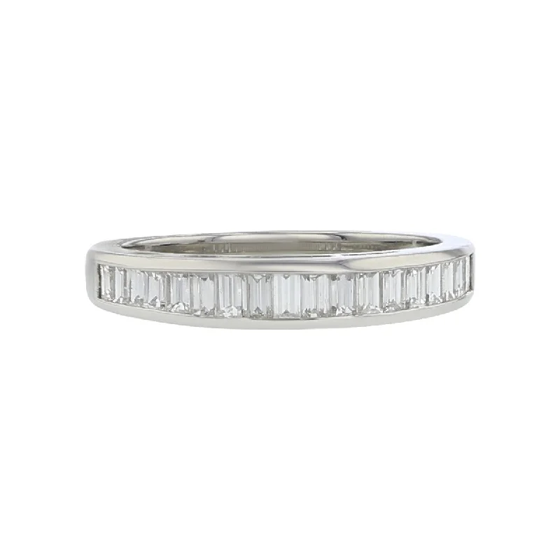 alternative gemstone engagement rings for women-Platinum Baguette Diamond Wedding Band