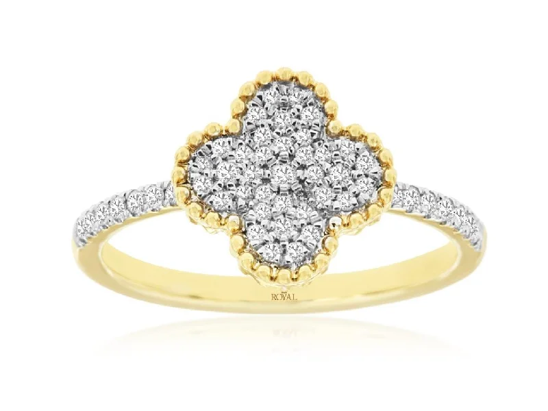 black rings for women-14K Yellow Gold Diamond Cluster Van Cleef Ring