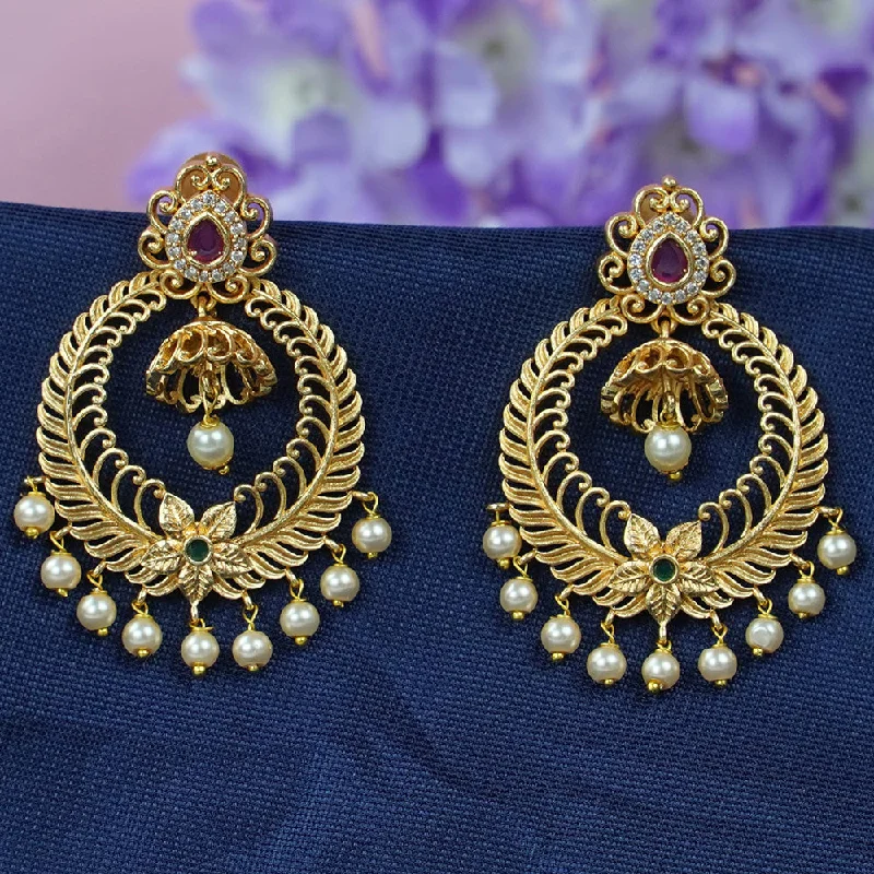 crystal earrings for women-Diksha Collection Gold Plated Pota Stone Dangler Earrings