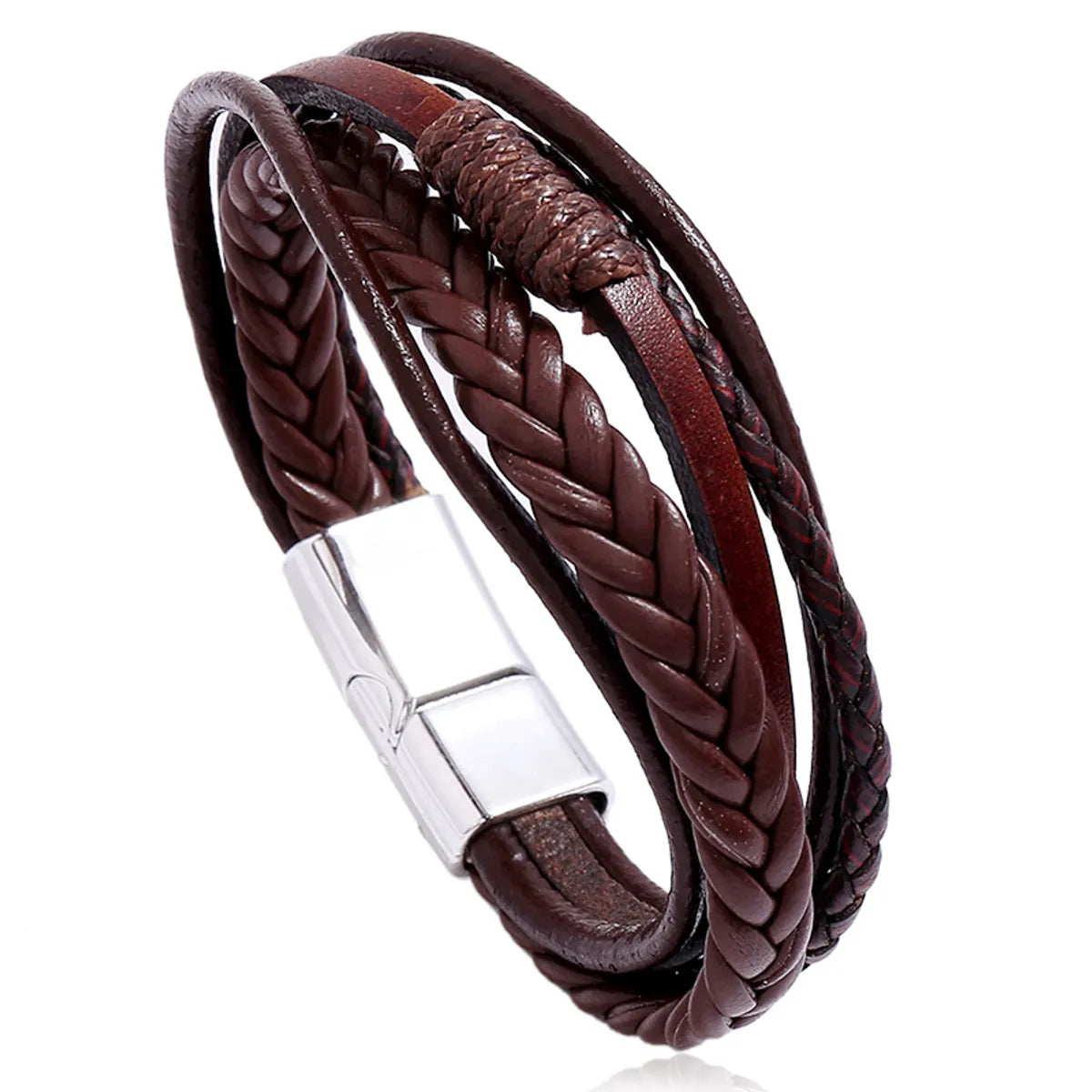 elegant bracelets for women-Retro Hand-Woven Men'S Leather Simple Multilayer Alloy Magnet Buckle Leather Bracelet Nihaojewelry