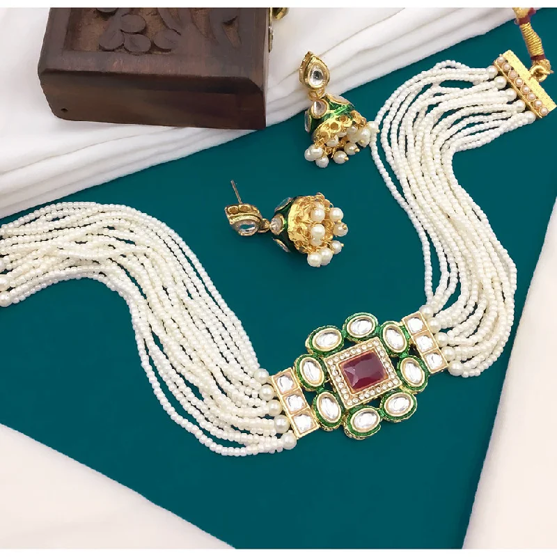 coin necklaces for women-Shree Jai Sai Art Pearls and Beads Necklace Set