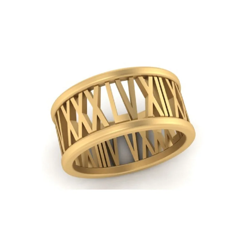 elegant rings for women-All Gold Roman Numeral Band