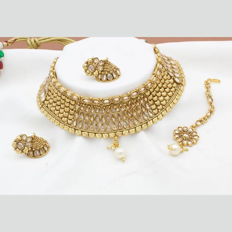 geometric necklaces for women-Manisha Jewellery  Gold Plated  Necklace Set