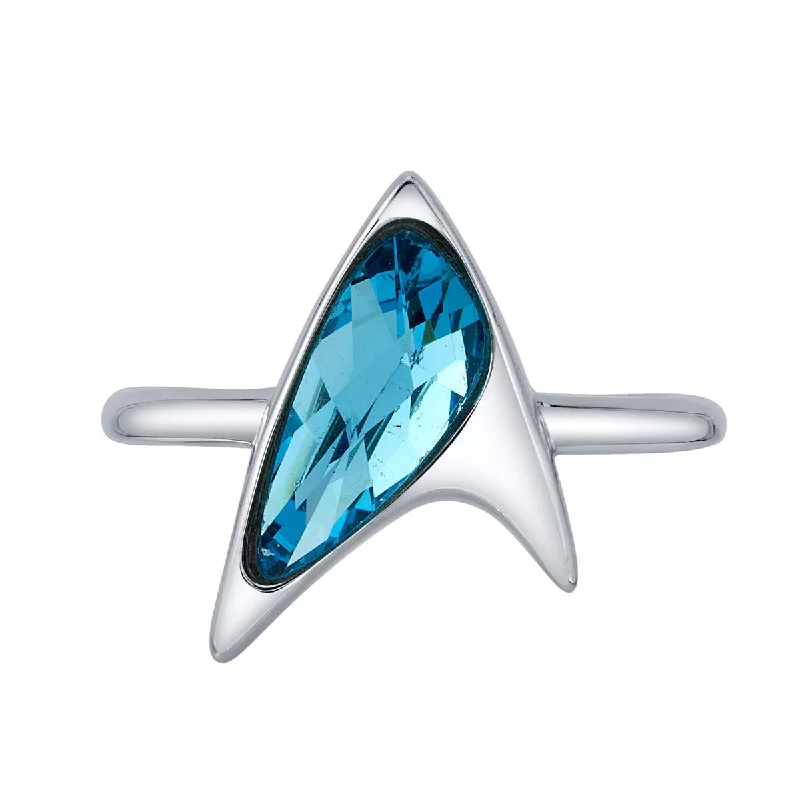 stackable bands for women-Star Trek X RockLove Blue Crystal Delta Ring