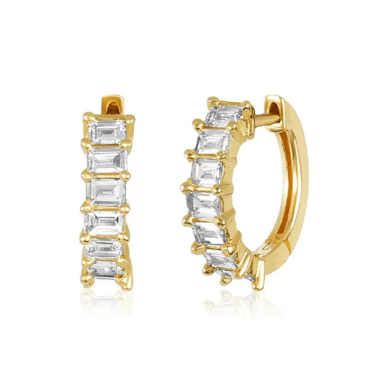 statement stud earrings for women-Baguette Huggies