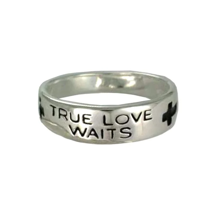 geometric rings for women-Mens Sterling Silver True Love Waits Ring