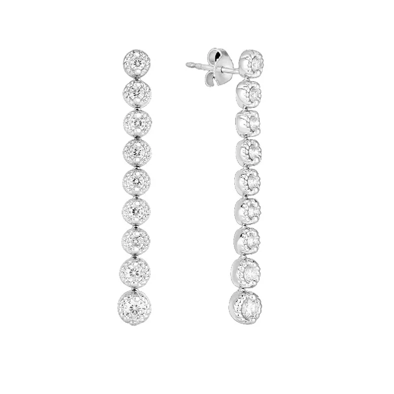 intricate design earrings for women-18K Gold Florentine Diamond Drop Earrings