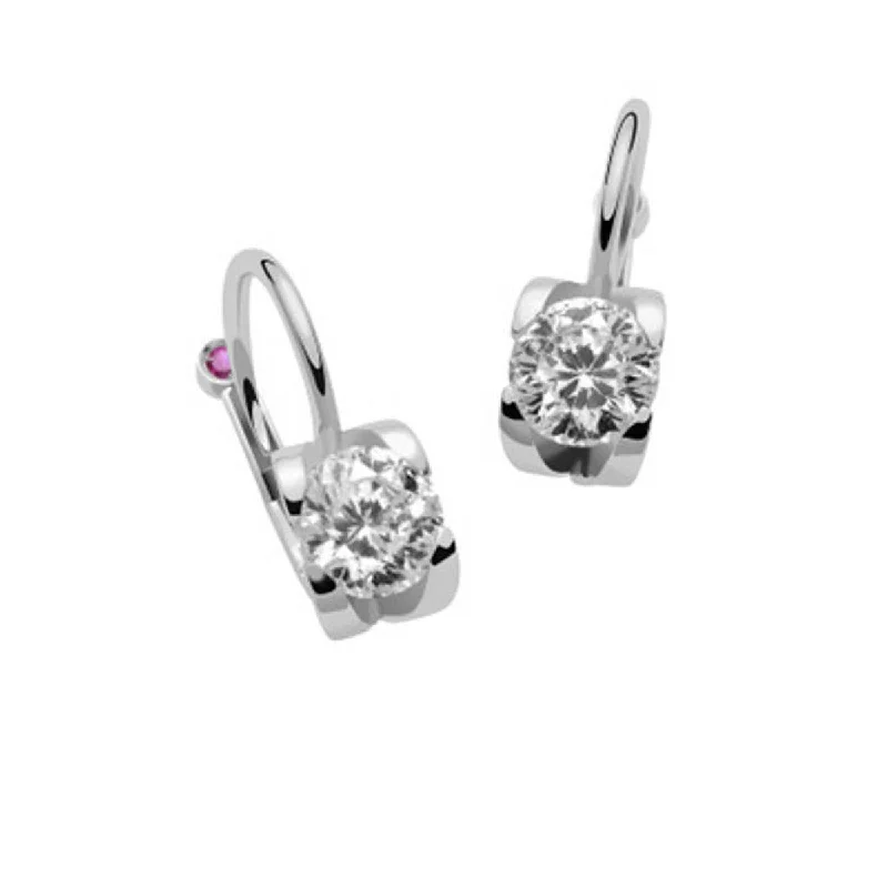 statement stud earrings for women-18K White Gold Cento Diamond Eurowire Earrings