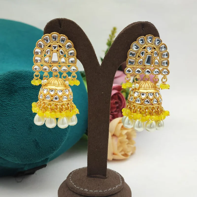 sterling silver earrings for women-Manisha Jewellery Gold Plated Kundan Stone Jhumki Earrings