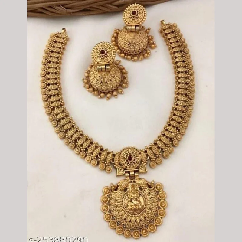 vintage necklaces for women-Manisha Jewellery Gold Plated Pota Stone Necklace Set