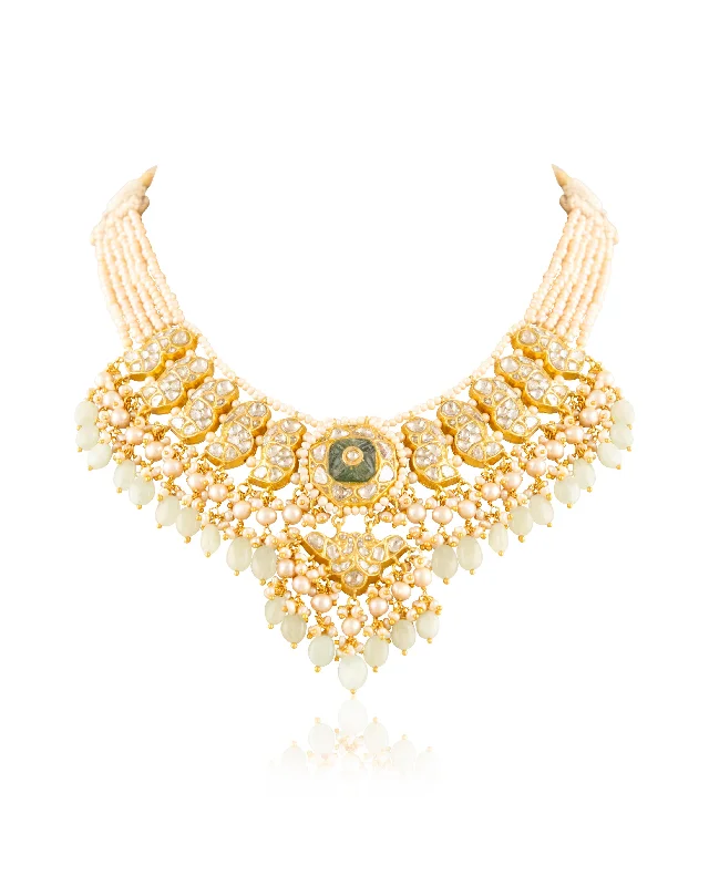 woven necklaces for women-Abhitha Polki Necklace