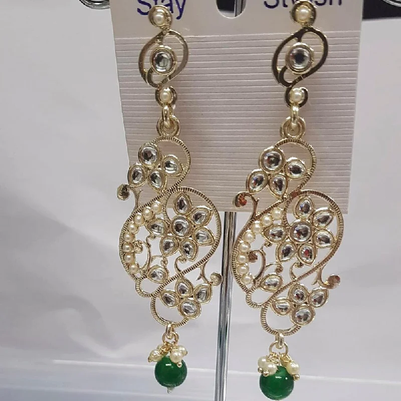 multi-layer earrings for women-Shreeji Austrian Stone Gold Plated Dangler Earrings