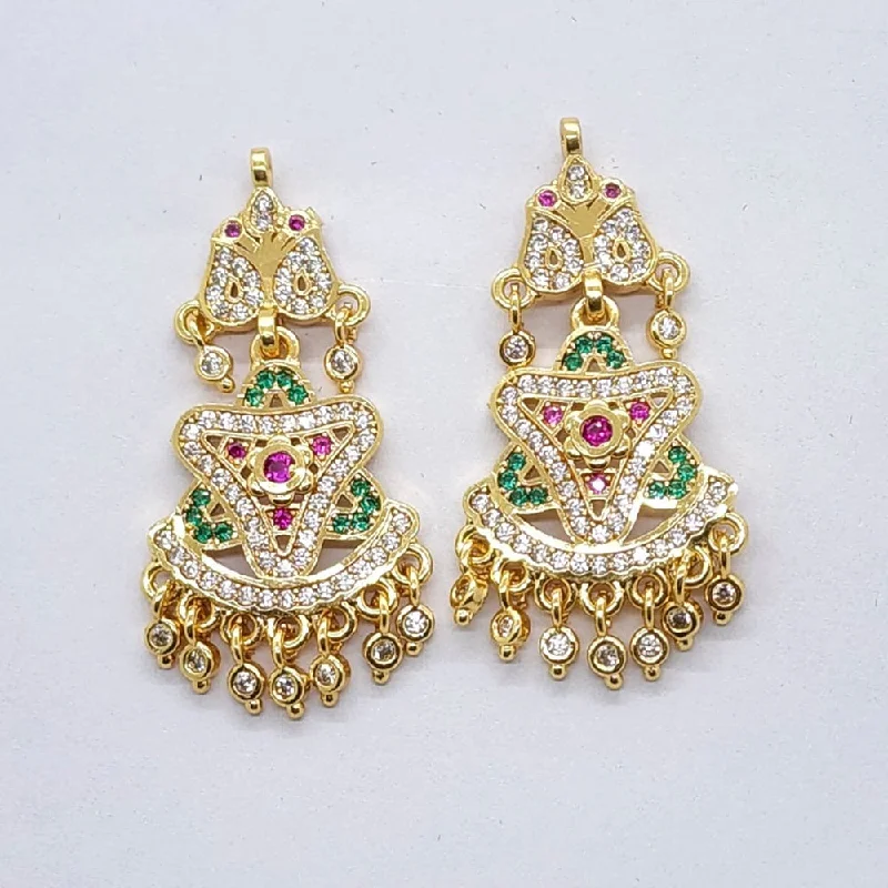 pearl drop earrings for women-Raiyaraj Gold Plated American Diamond Micro Plating Pack of 3 Dangler Designer Earrings